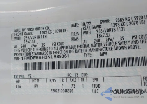 2022 Ford Bronco Outer Banks из США, поврежденный, VIN 1FMDE5BH3NLB89361